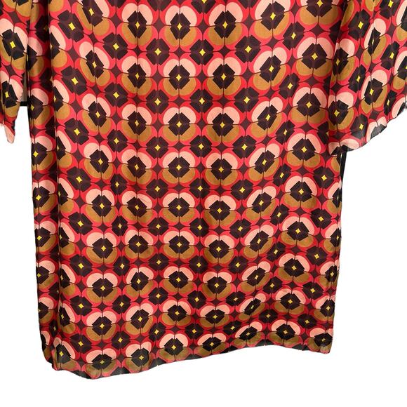 Fossil Silk Print Dress Long Sleeve Shift XS - Picture 7 of 14